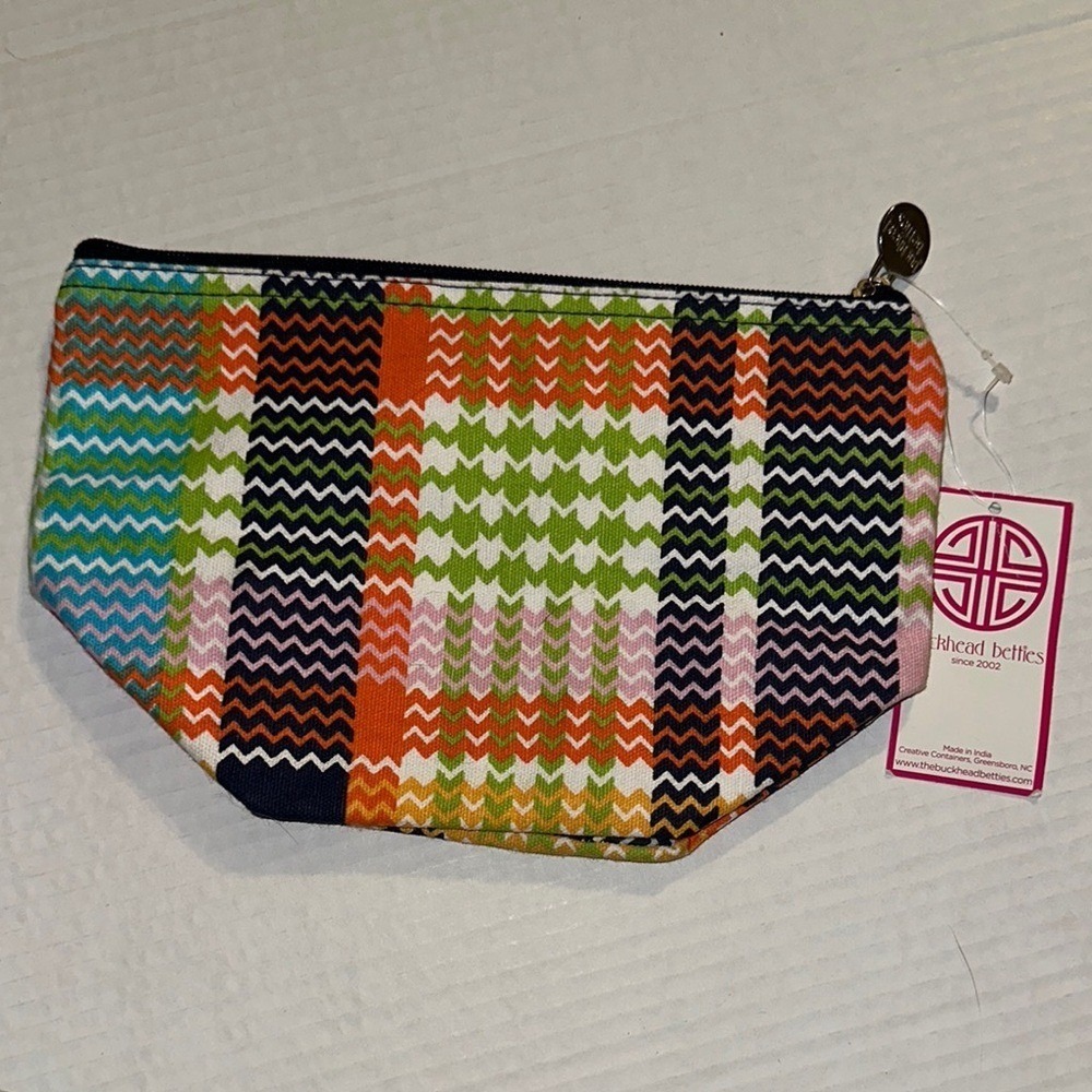 Buckhead Betties Youre It Zipper Bag Pouch Multi Chevron Plaid‎ Cotton ZBP-72010